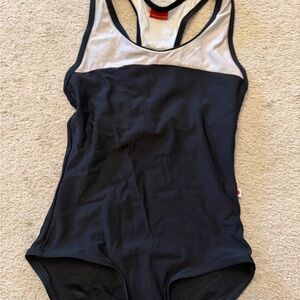 Yumiko Black and light grey leotard as XS